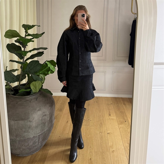 Rotate Denim Fitted Skjorte, Sort 